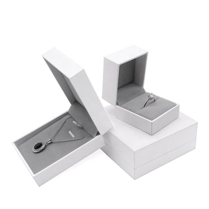 caixa de joias de anel de pulseira de brinco de papelão branco
