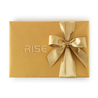 Caja de bombones de Navidad dorada con cinta