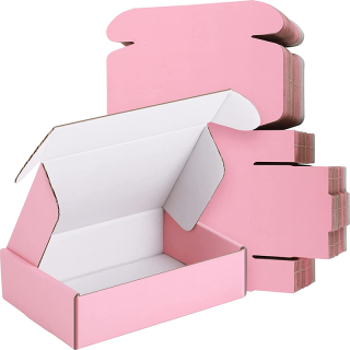 pink corrugated printed carton box