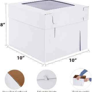 scatola per torta in kraft ondulato bianco con finestra