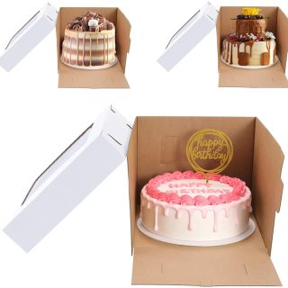 scatola per torta in kraft ondulato bianco con finestra