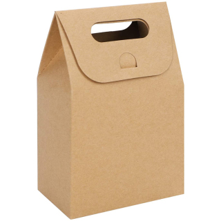 καφέ μικρό κουτί για κέικ με λαβή