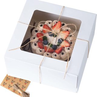 kraft con ventana marrón pastel panadería cajas