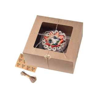 kraft con ventana marrón pastel panadería cajas