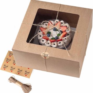 kraft con ventana marrón pastel panadería cajas