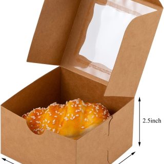 Cajas navideñas kraft para panadería con ventana
