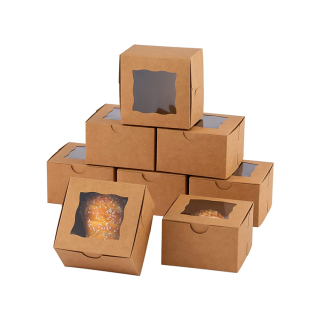 Cajas navideñas kraft para panadería con ventana