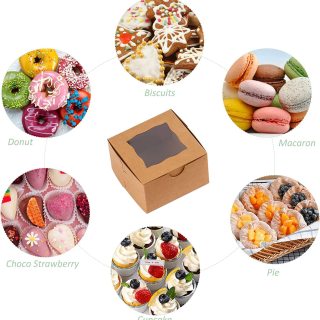 Cajas navideñas kraft para panadería con ventana