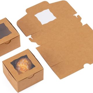 Cajas navideñas kraft para panadería con ventana