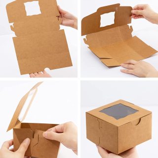 Cajas navideñas kraft para panadería con ventana