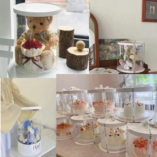 στρογγυλό διαφανές κουτί τούρτας γενεθλίων