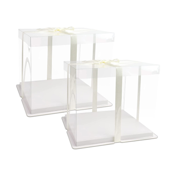 caixa de embalagem de bolo transparente branca simples