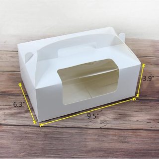 com alça branca com caixas de cupcake de janela