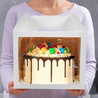 λευκό με παράθυρο ψηλό κουτί κέικ