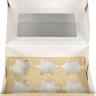 cajas de panadería con ventana doble caja de tapa de cupcake