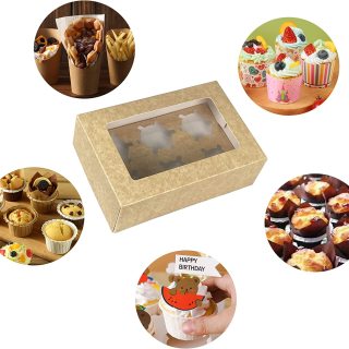 cajas de panadería con ventana doble caja de tapa de cupcake