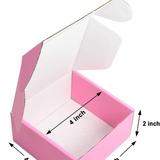 white mailer pink coloured corrugated boxes