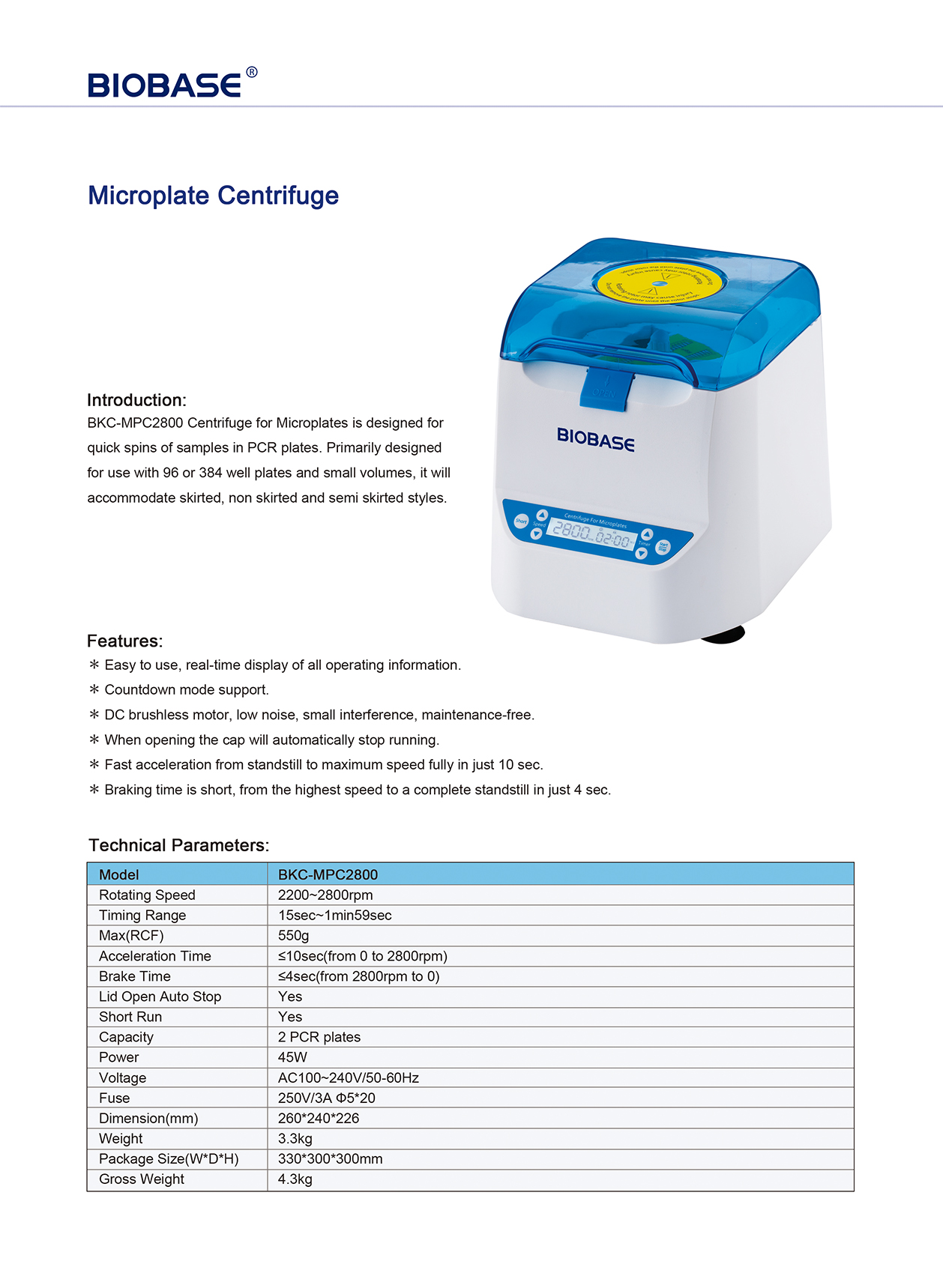 Gilson™ Centrifugeuse à plaques CENTRY™ 101 Plate Centrifuge