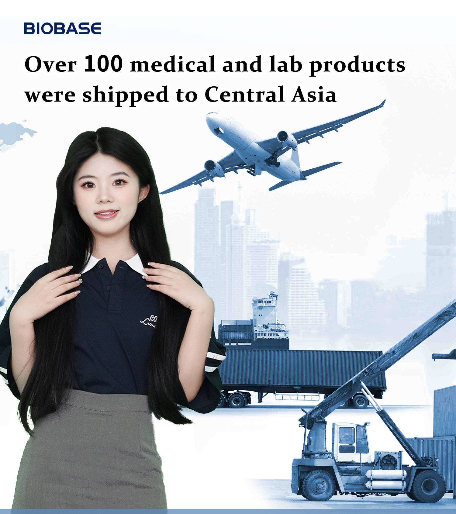 Over 100 medical and lab products were shipped to Central Asia