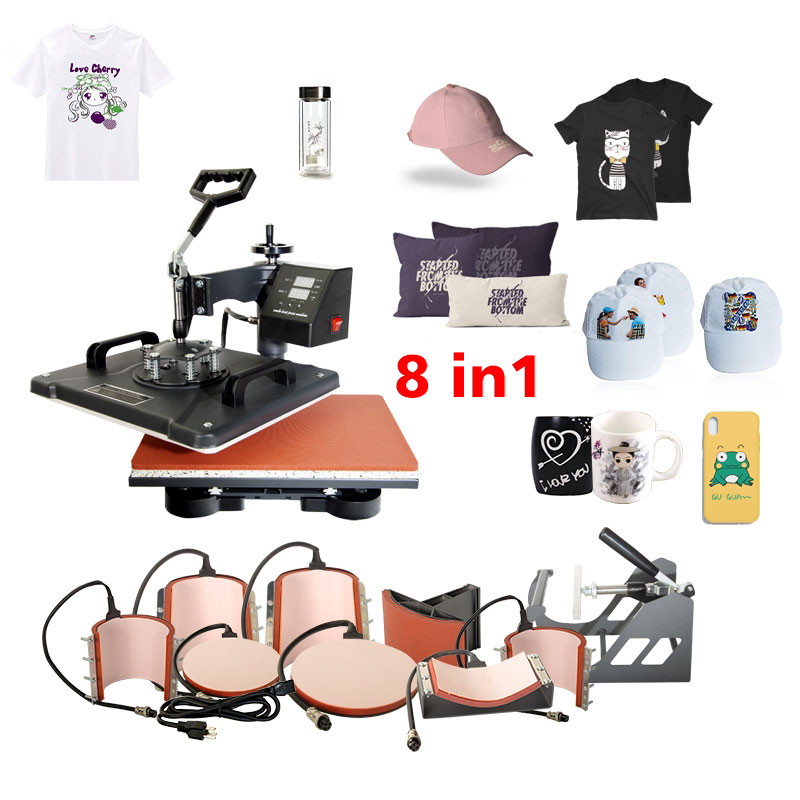5 In 1 8 In 1 Clothes T-shirt Plate Combo Heat Press Machine