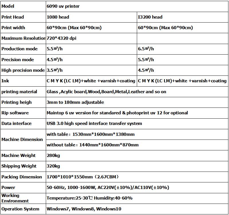 uv flatbed printer 6090