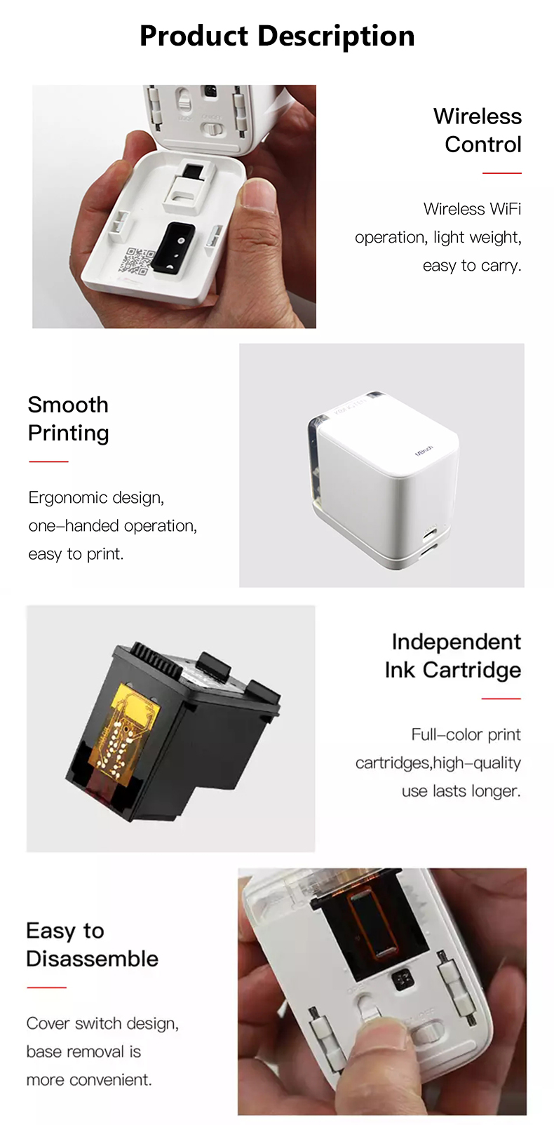 portable handheld mini inkjet color printer