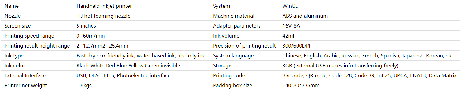 handheld inkjet coding printer