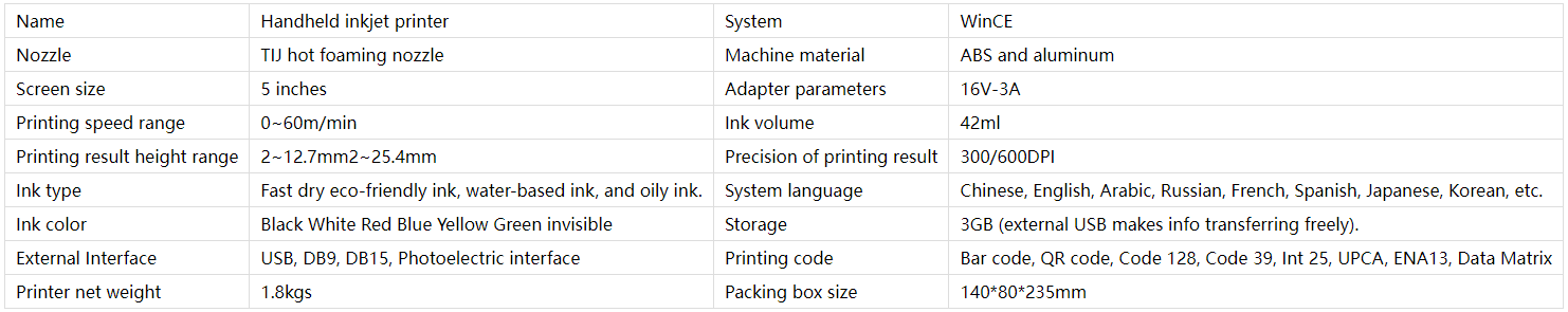date printer handheld inkjet