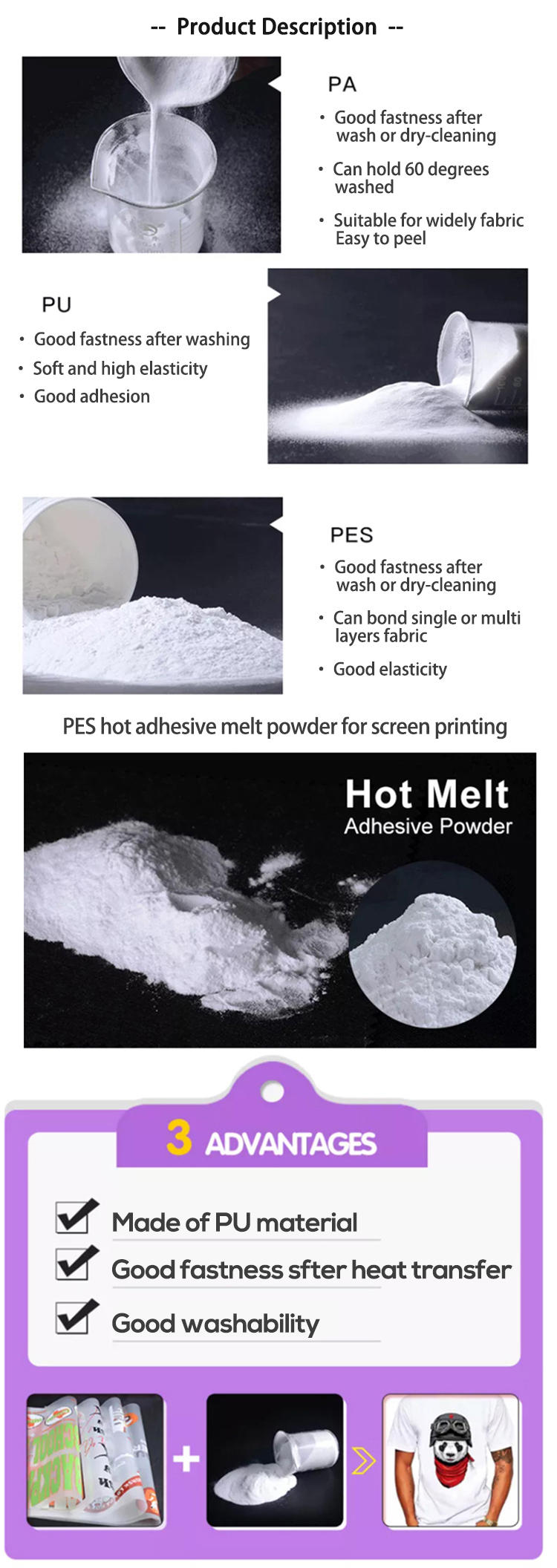 printing adhesive hot melt white dtf powder 1kg