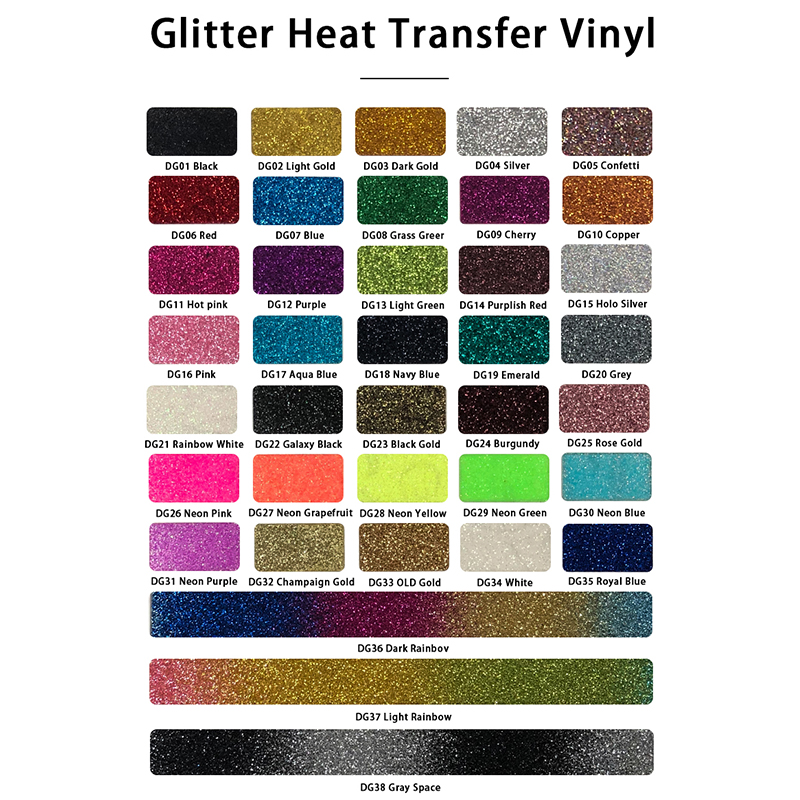 PU Silver Gold Glitter Heat Transfer Vinyl