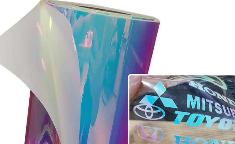 暗闇で光るホログラフィックビニール粘着ステッカーでデザインを強化