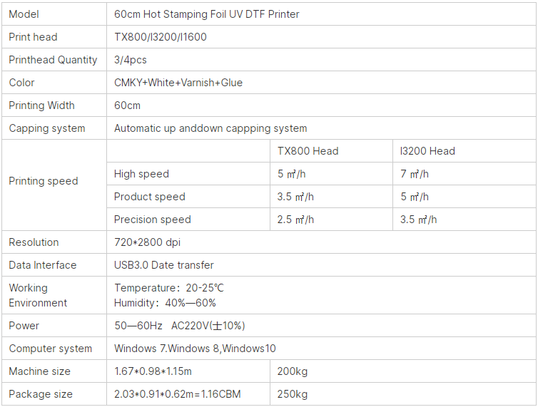 60cm uv dtf printer