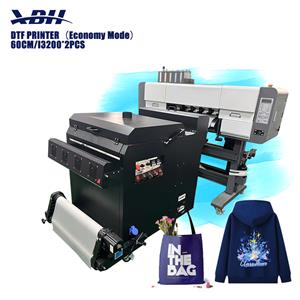 XBH 60cm DTF printer with powder vibration oven for apparel and footwear printing.