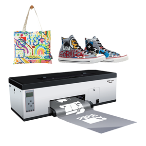 Draagbare, meerkleurige A3 DTF-desktopprinter, geschikt voor T-shirt-warmteoverdrachtsdruk.