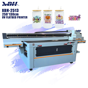 The Model 2513 extra-large UV flatbed printer is suitable for printing on materials such as acrylic, metal, glass, wood, and leather.