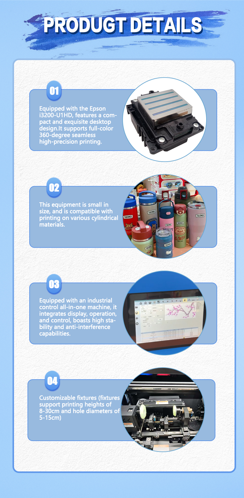 XBH BT 360 High-Speed ​​Desktop UV Bottle Printer with 360° Rotating Cylinder, Adaptable to Printing Multiple Bottle and Jar Sizes