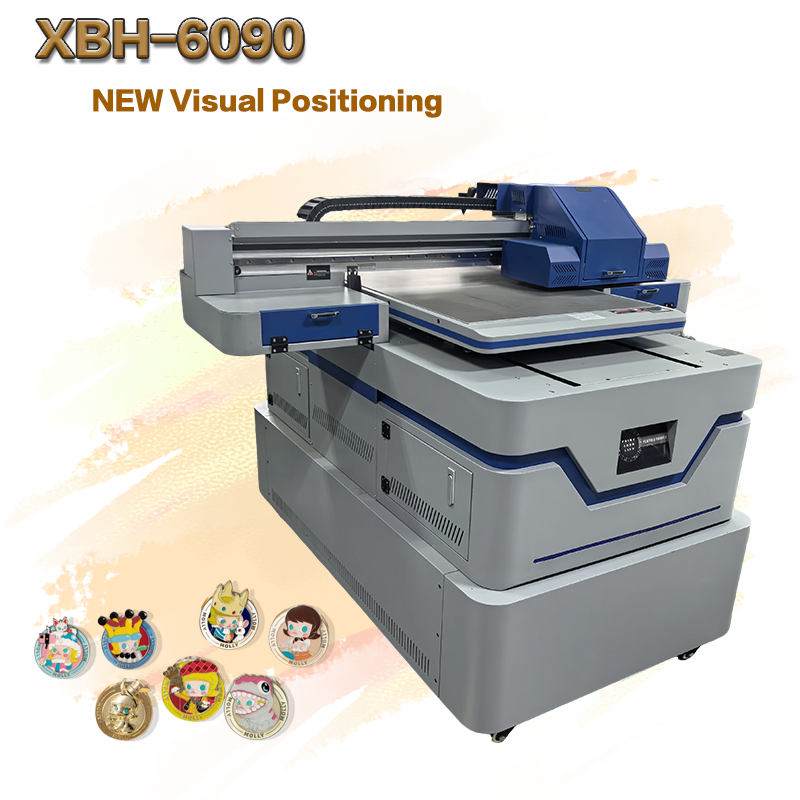 The A1 6090 UV Flatbed Inkjet Printer is suitable for printing on metal badges, bags, and mobile phone cases.