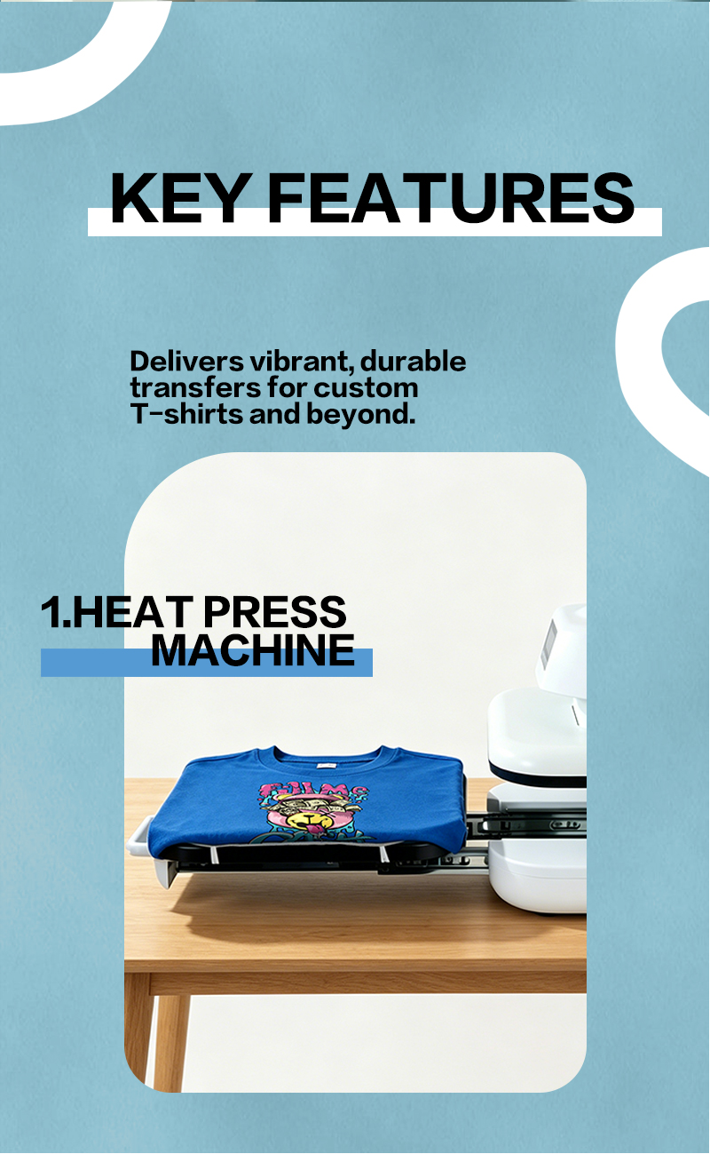XBH Electric Flatbed Heat Press with Pull-out Platform, suitable for DIY Gift Sublimation Transfer Printing