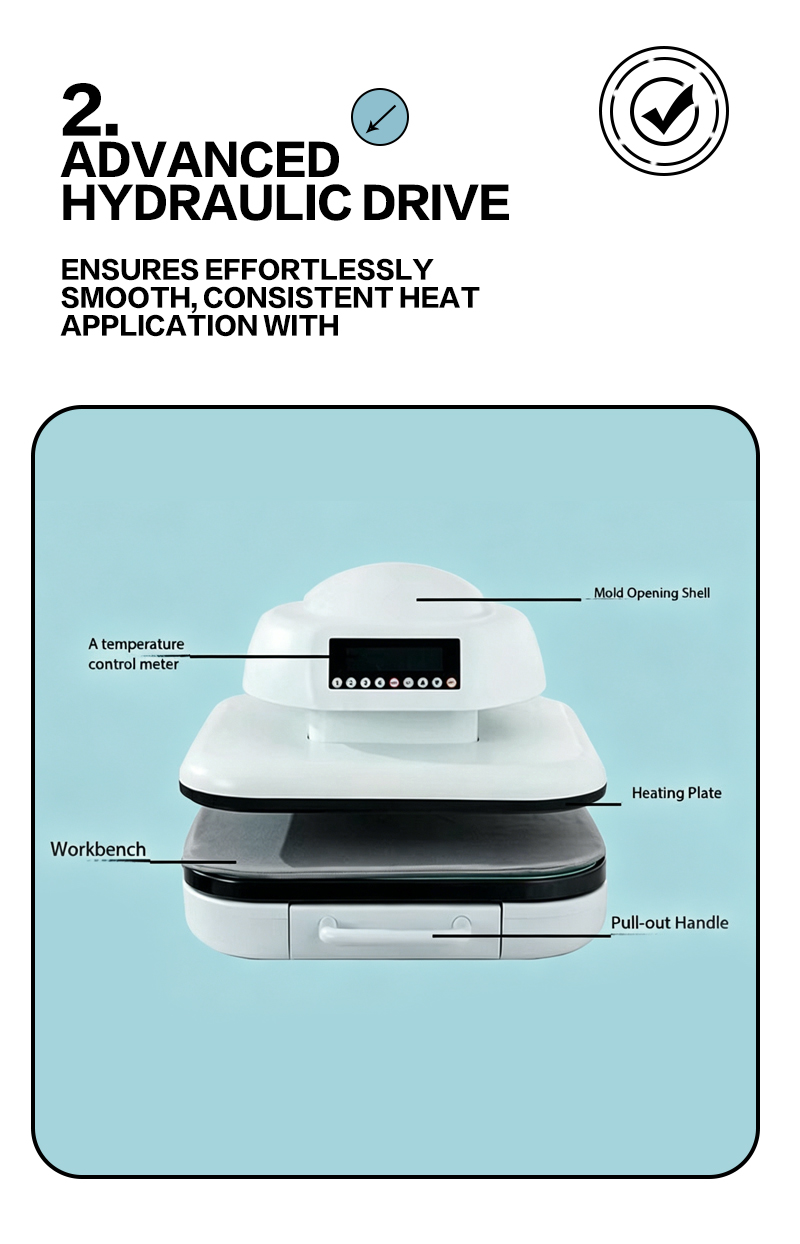XBH Electric Flatbed Heat Press with Pull-out Platform, suitable for DIY Gift Sublimation Transfer Printing