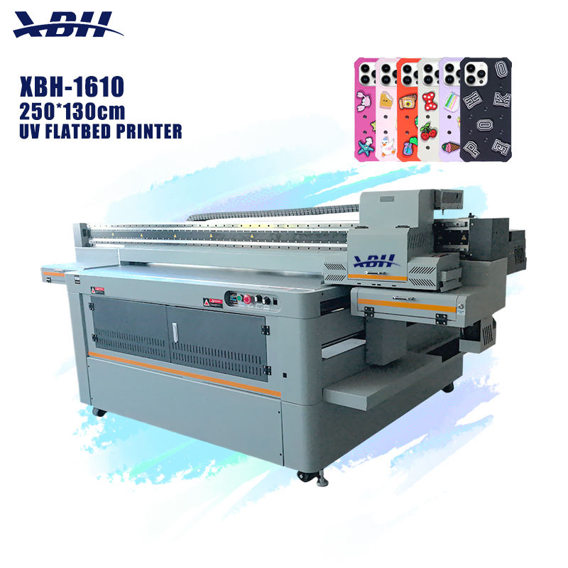 The Model 2513 UV Flatbed Printer is used for printing on materials such as acrylic, wood, mugs, and mobile phone cases.