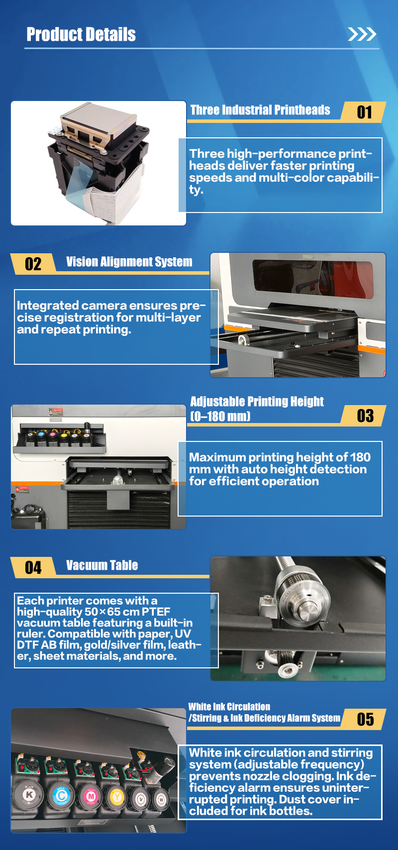 Visual Design 5065: 3-Printhead Flatbed UV Printer (A1/A2 Format) — Suitable for printing on acrylic, wood, tiles, bottles, and mobile phone cases.