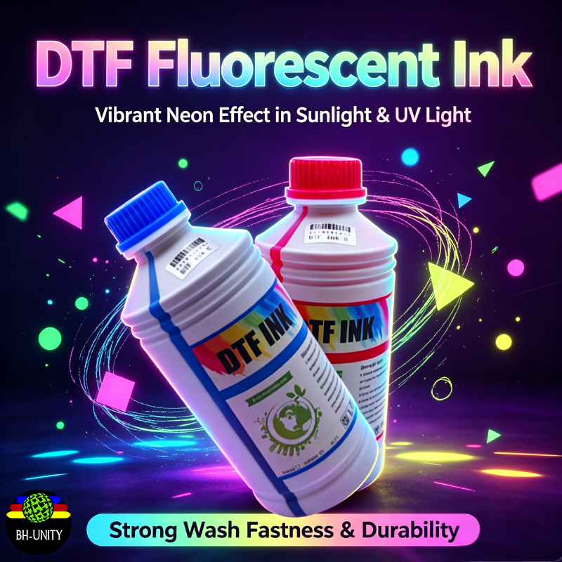 BH-UNITY DTF Fluorescent Pigment Ink 1000ml Anti-Clog Heat Transfer Ink for I3200 XP600 Printhe