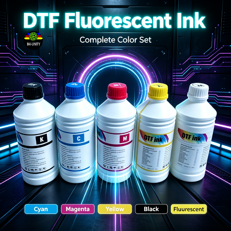 BH-UNITY DTF Fluorescent Pigment Ink 1000ml Anti-Clog Heat Transfer Ink for I3200 XP600 Printhe