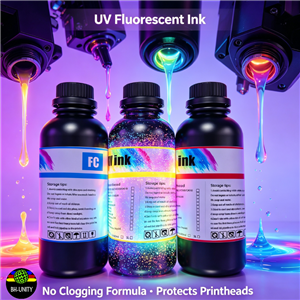 XBH UV Fluorescent Ink 1000ml Neon Bright Fast Curing UV Printing Ink for Hard Substrates