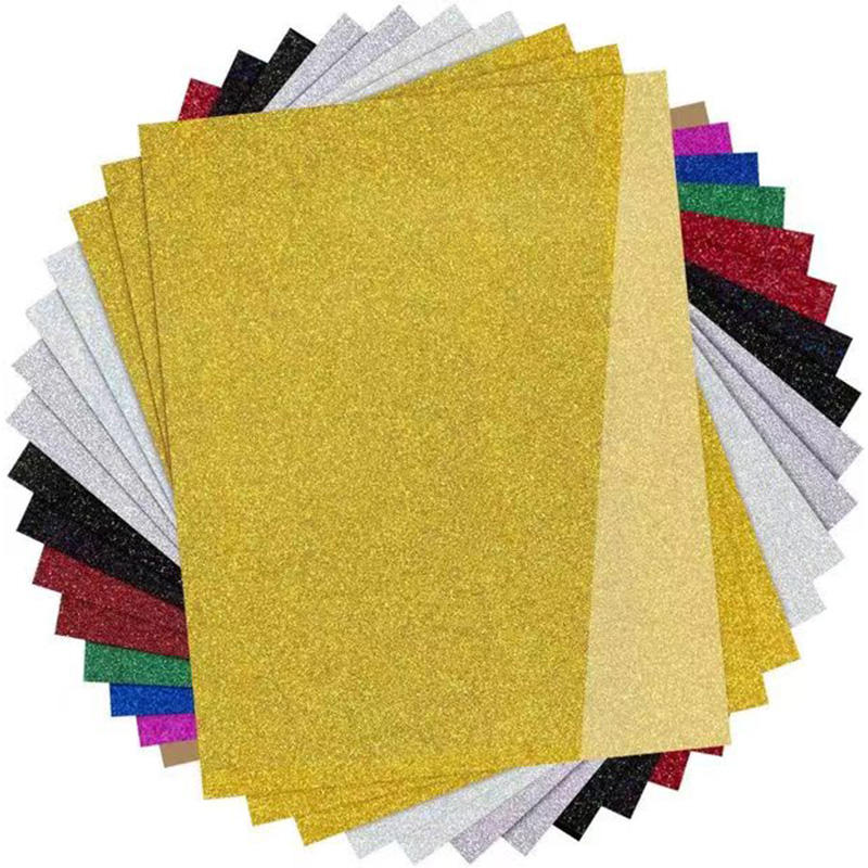 Wholesale Gold Silver Glitter HTV Heat Transfer Film High Temperature 0.5m*25m for T-shirt Clothes Fabric Easy to Weed and Peel