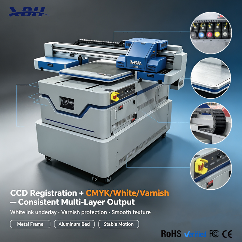 XBH-6090 UV Flatbed Printer - Touch Screen Control with Material Presets