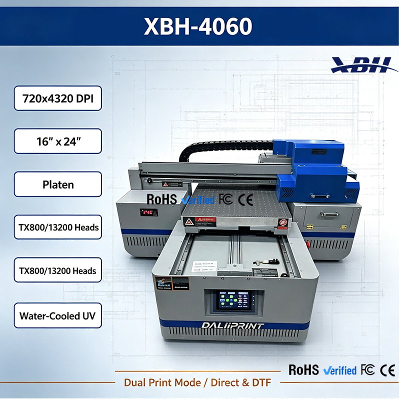 XBH-4060 UV Flatbed Printer - Compact 40x60cm Desktop UV Printing Solution