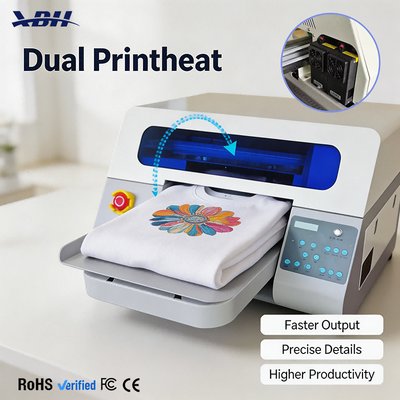 XBH A3-2 DTG Printer - Dual EPS F1080 Printheads 3-Min Full A3 Printing