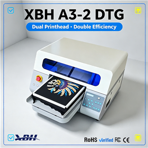 XBH A3-2 DTG Printer - Dual EPS F1080 Printheads 3-Min Full A3 Printing