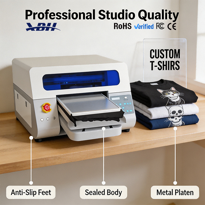 XBH A3-2 DTG Printer - Dual EPS F1080 Printheads 3-Min Full A3 Printing
